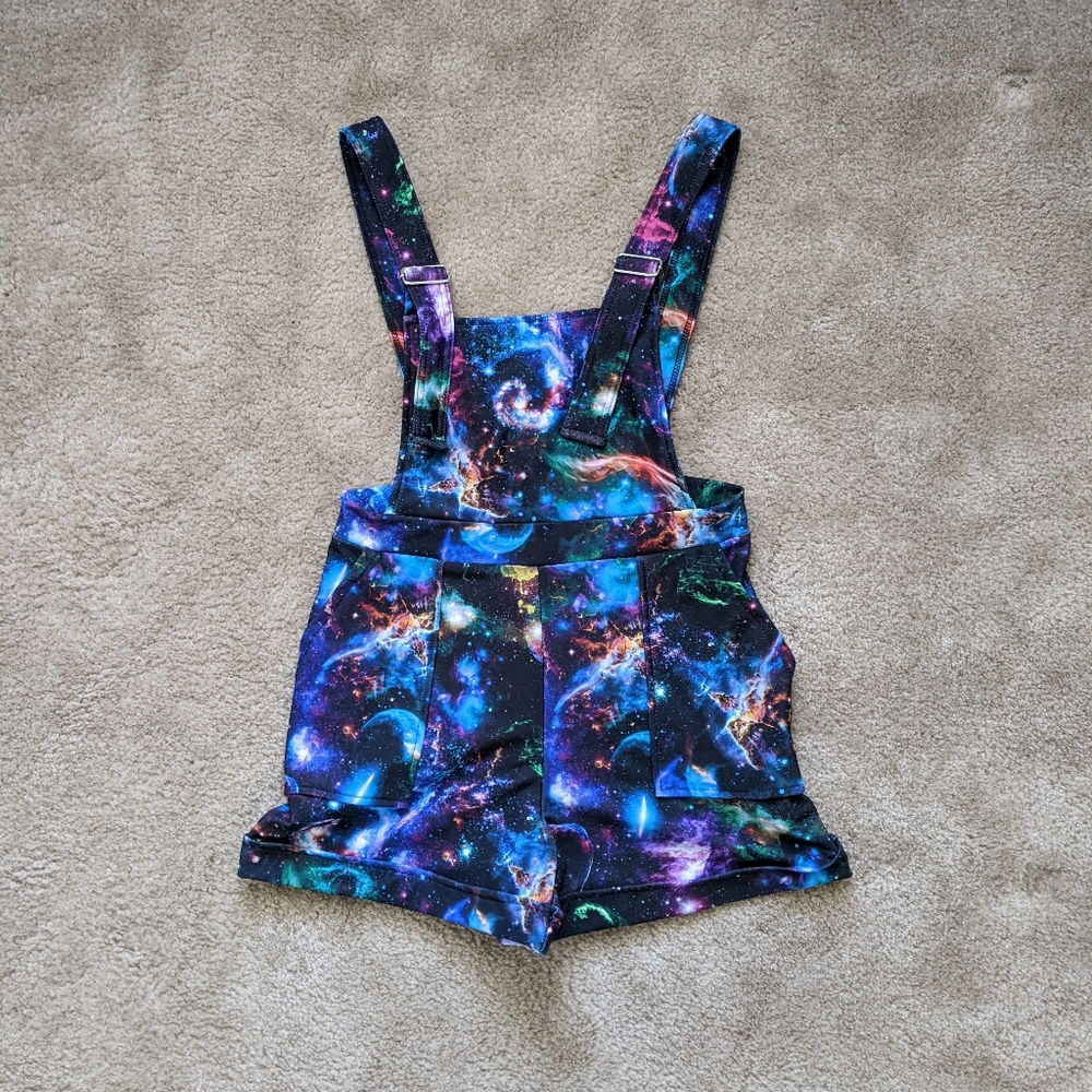 Black Milk Galaxy Psychedelic Short Overalls size M